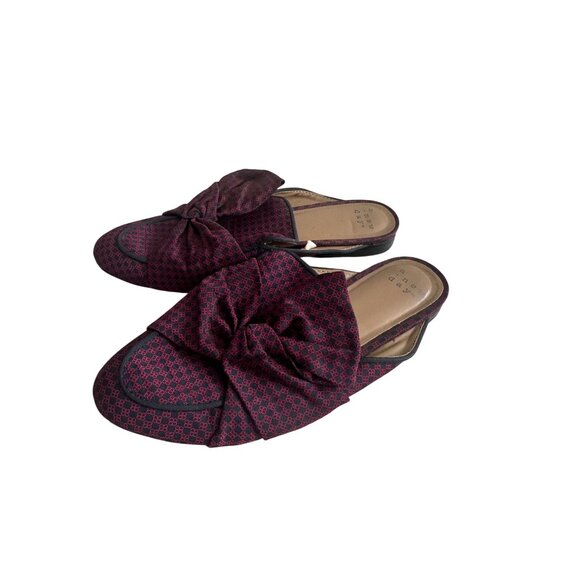 A NEW DAY Women's Navy Red Patterned Bow Mules Flats Size 7.5 - Picture 2 of 6